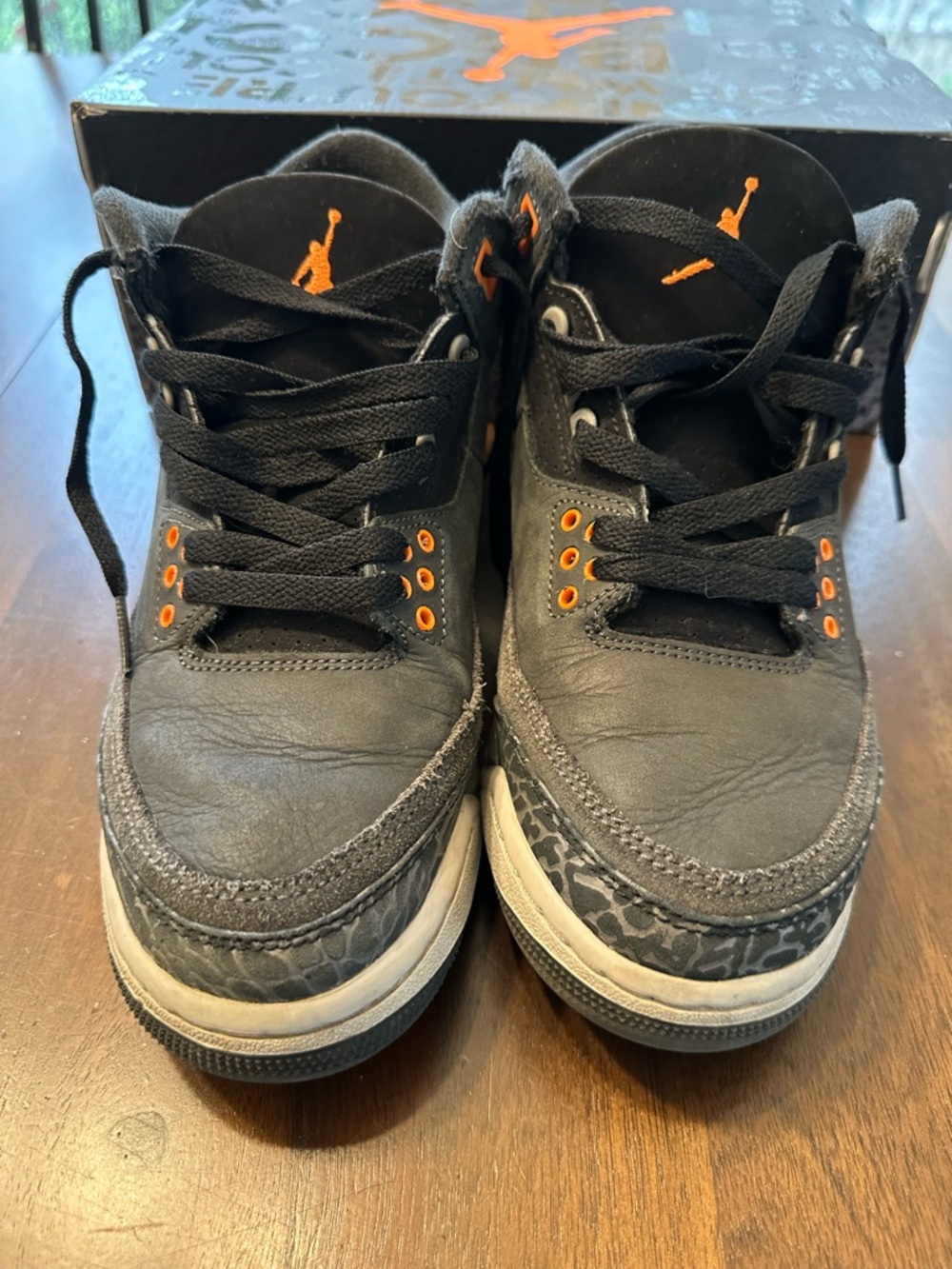 Youth 7Y Air Jordan 3 Retro Night Stadium/Total Orange - Picture 3 of 10